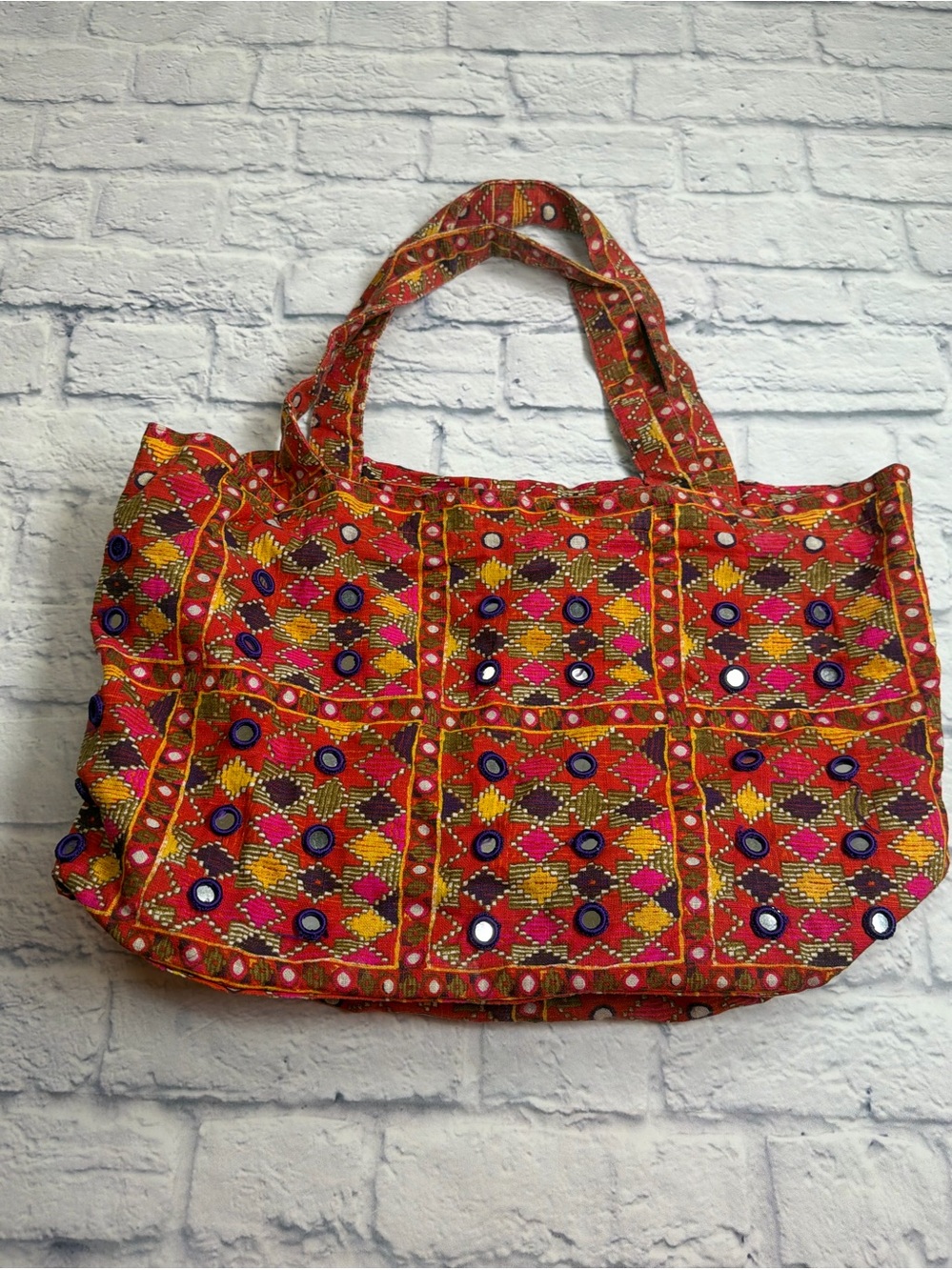 Limited Edition Red, Gold, Purple Patterned Tote Bag. Boho. Boho Bag.